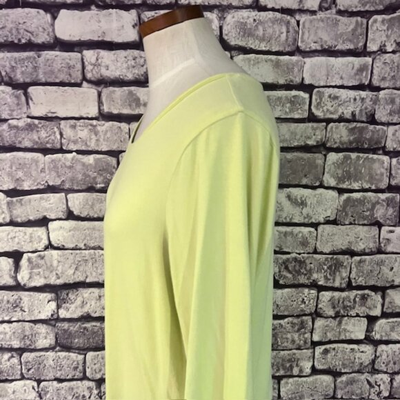 Chico's Yellowish Green 3/4 Sleeve Tee W/ Tie Front Size L - Picture 4 of 7